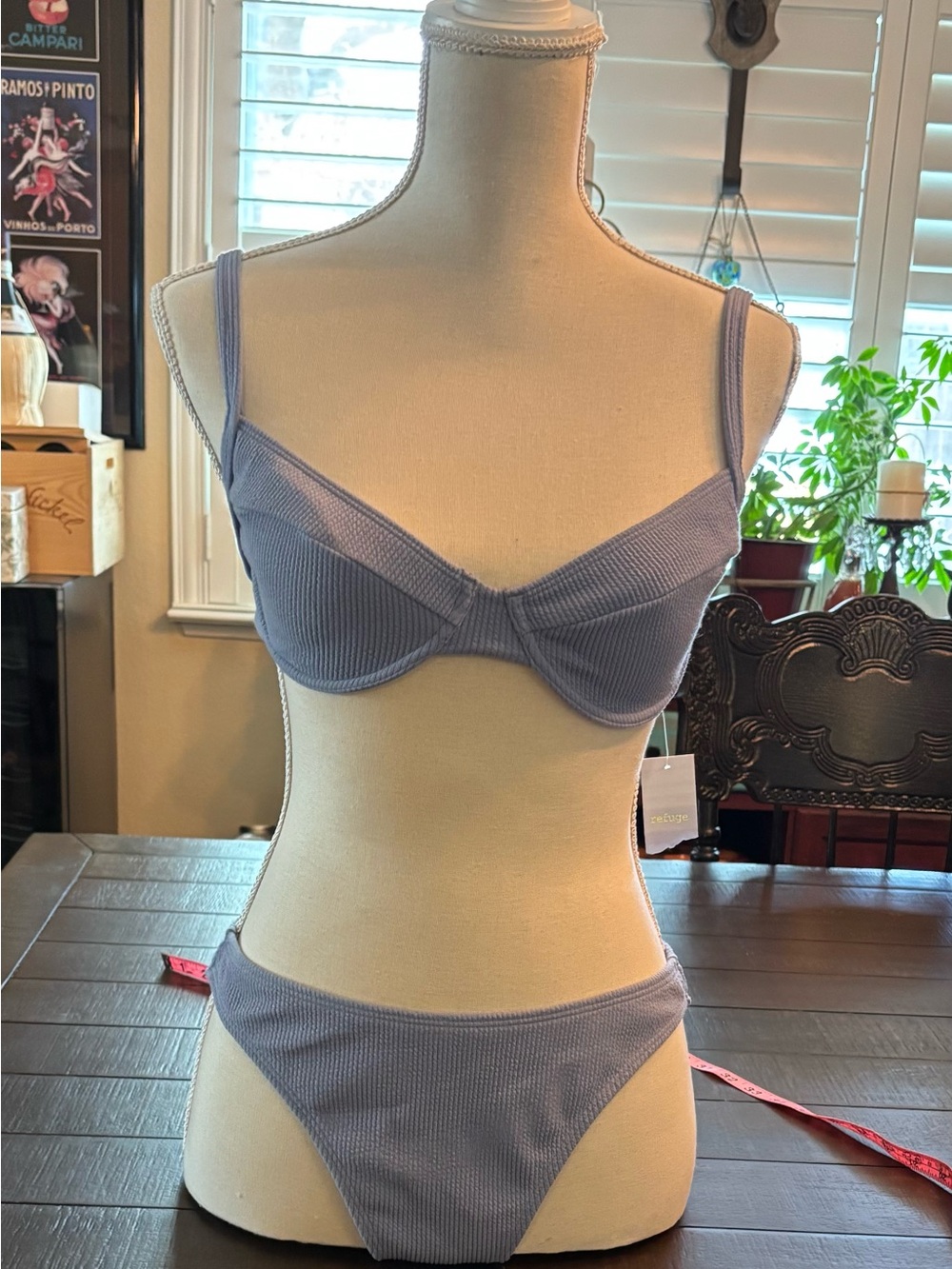 refuge Lavender Ribbed Underwire Bikini Set